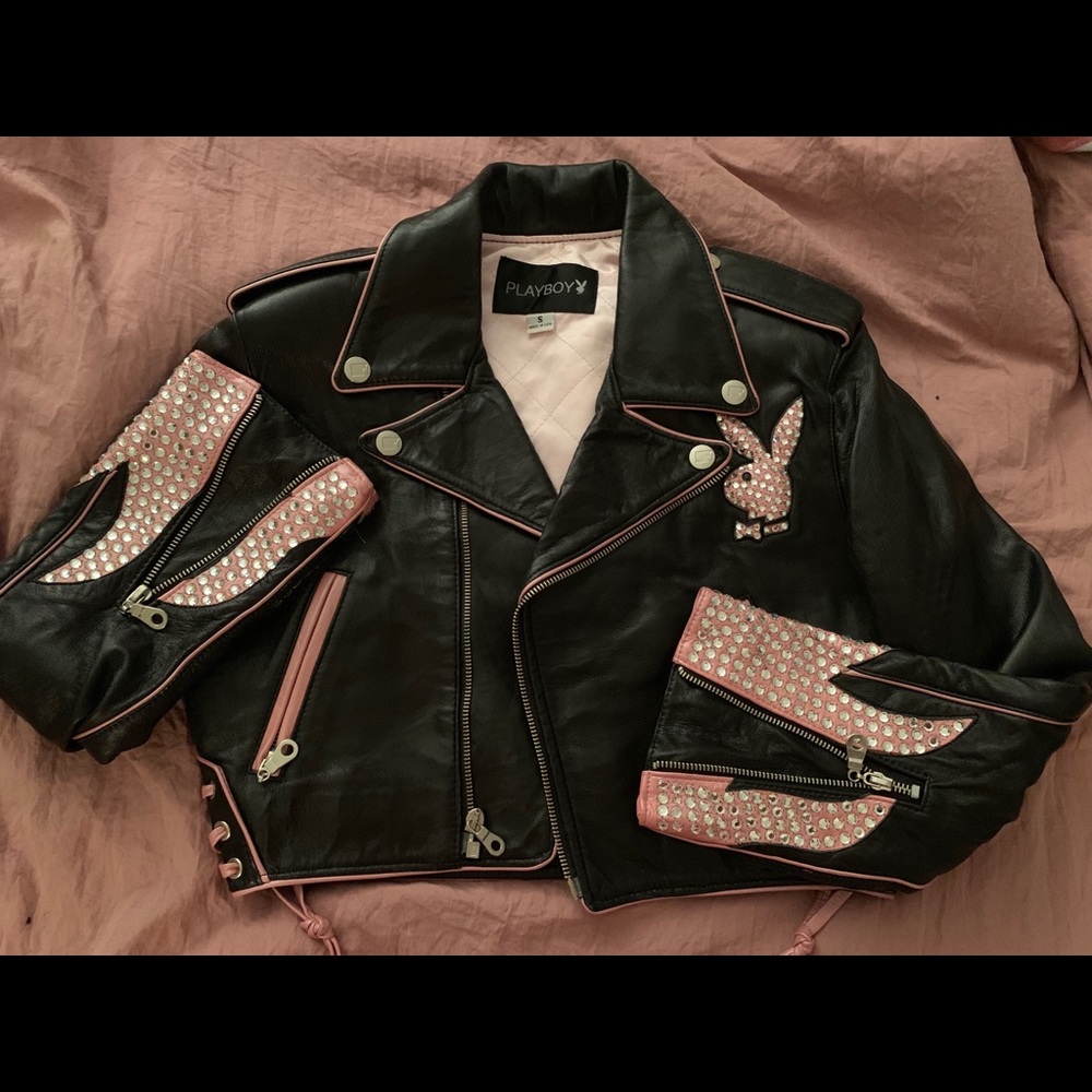 Authentic black leather Playboy Jacket.. last day!